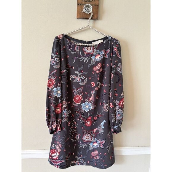 LOFT Womens Size 2 Gray Floral Long Sleeve Shift Dress - Picture 1 of 5